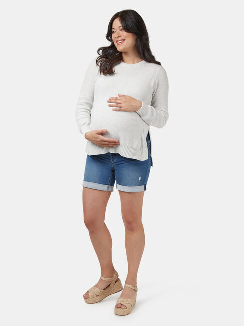 Emily Side Split Maternity Knit, Grey, hi-res