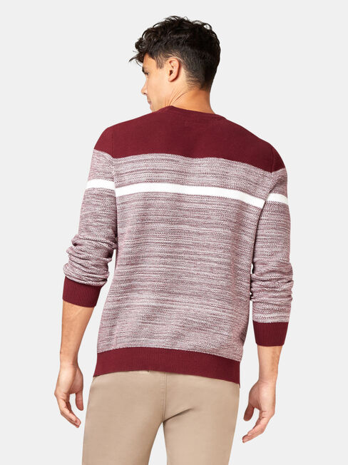 Grant Block Stripe Crew Knit, Red, hi-res