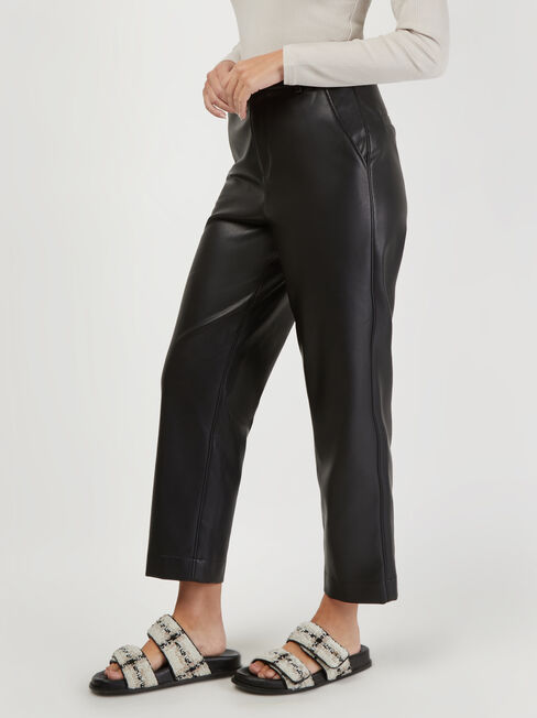 River Straight Faux Leather Pant, Black, hi-res