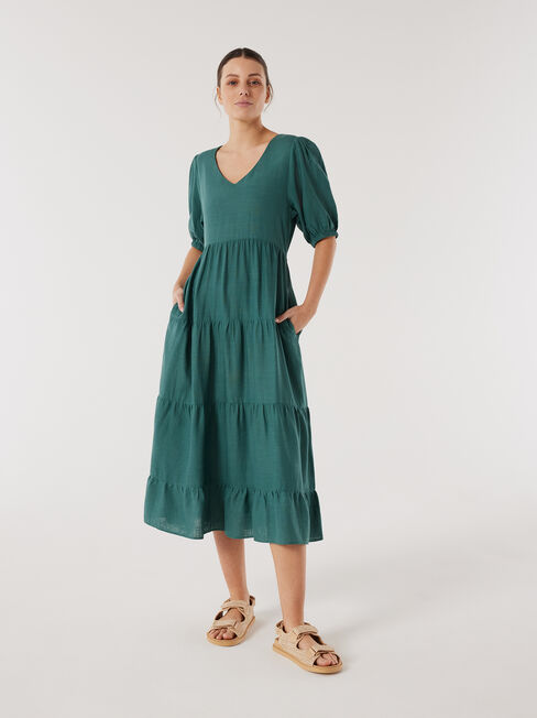 Sonny V-Neck Dress, Green, hi-res