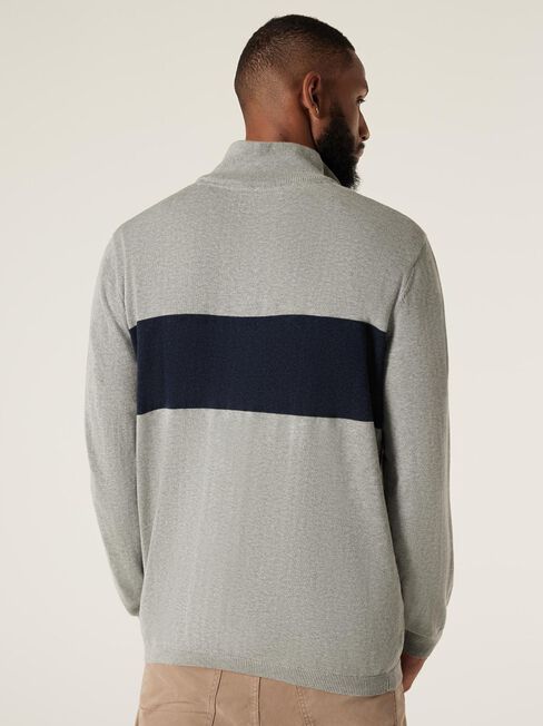 Noah Funnel Zip Neck Knit, Grey Marle/Ink Multi, hi-res