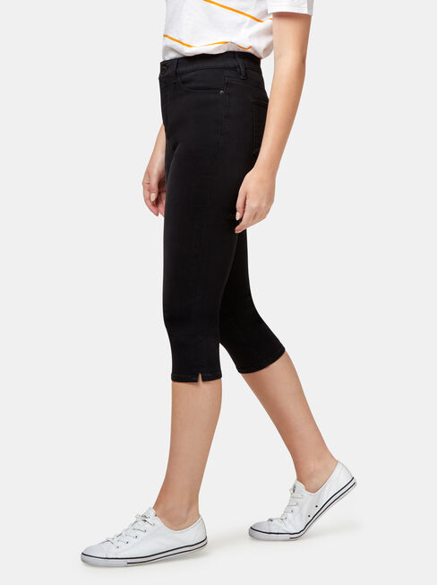 Sonni Mid Waisted Pedal Pusher, Black, hi-res