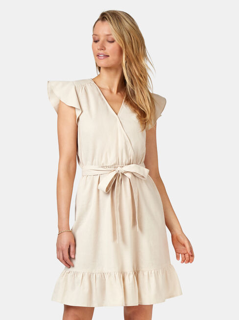 Arianna Ruffle Dress, White, hi-res