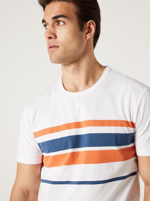 SS Milo Panel Stripe Crew Tee, white Multi, hi-res