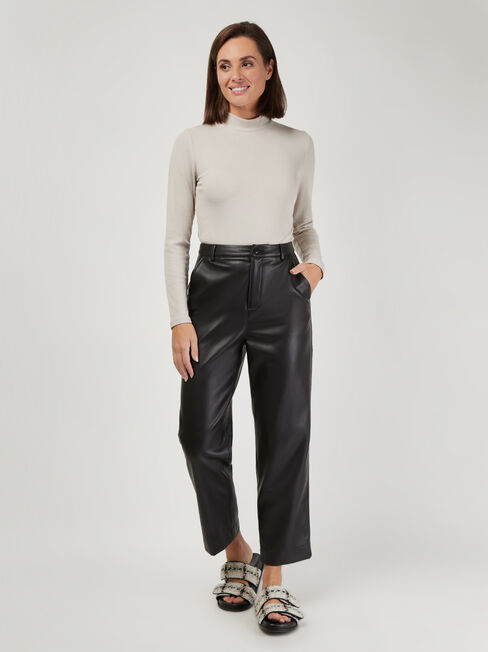 River Straight Faux Leather Pant, Black, hi-res