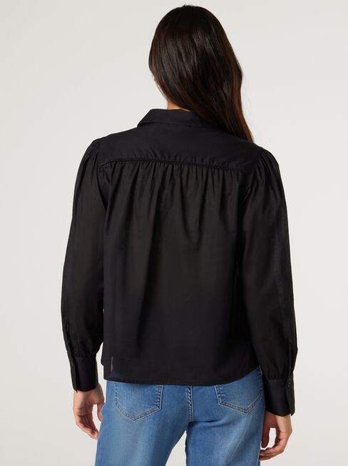 Annemarie Cotton Popover, Black, hi-res