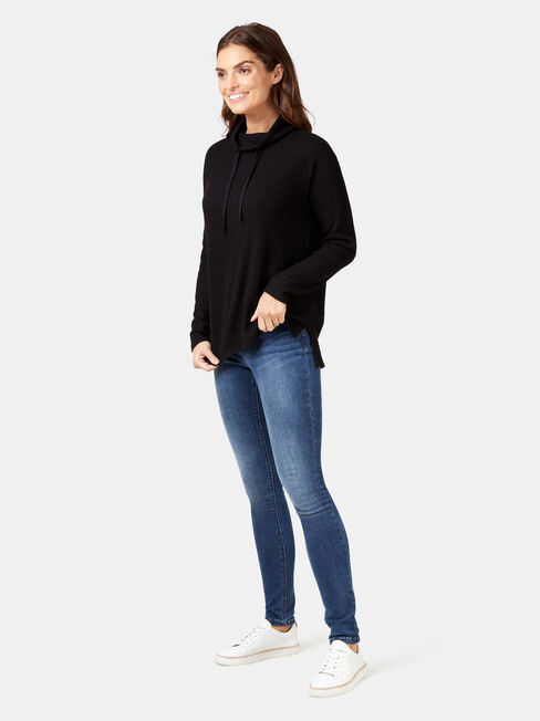 Luna Textured Top, Black, hi-res