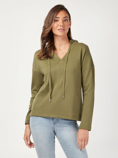 Emilia Hooded Sweat, Green, hi-res