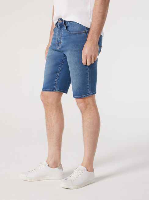 Terrence Knit Denim Short, Blue, hi-res