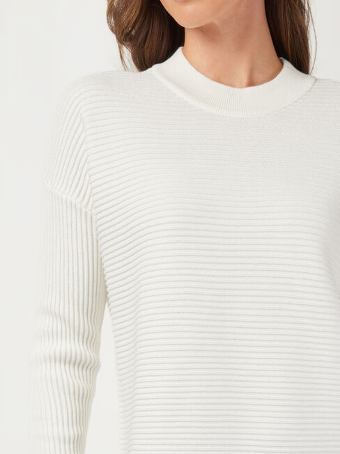 Sophia Cotton Ottoman Pullover, White, hi-res