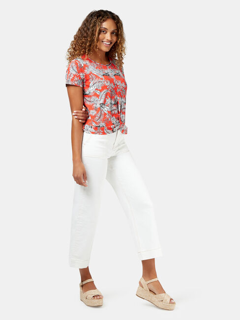 Emma Twist Front Printed Tee, Red, hi-res