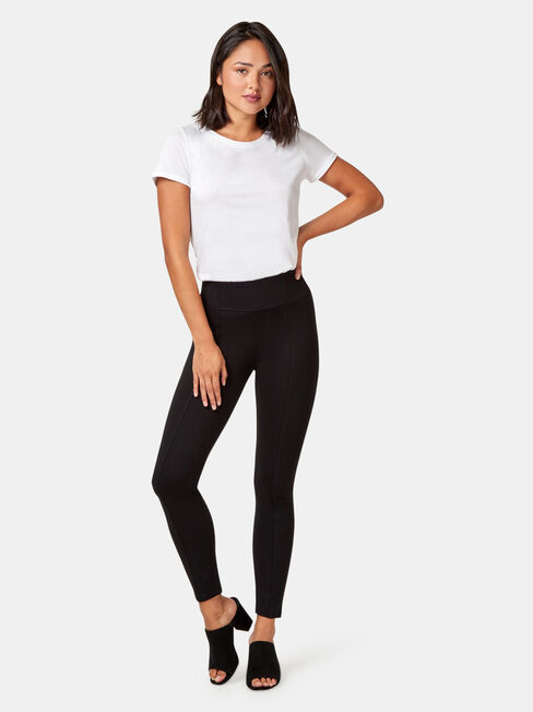 Naomi Tummy Trimmer Ponte Pant, Black, hi-res