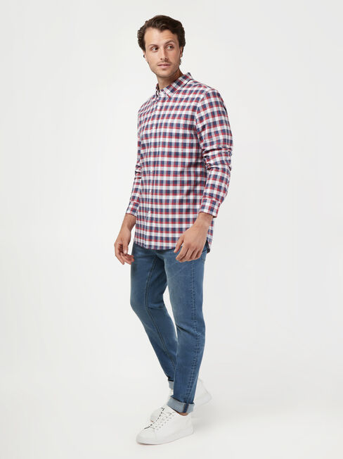 LS Corey Oxford Check Shirt, Blue, hi-res