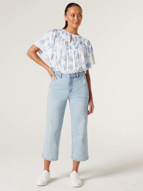 Wren Flutter Sleeve Top, Santorini Floral, hi-res