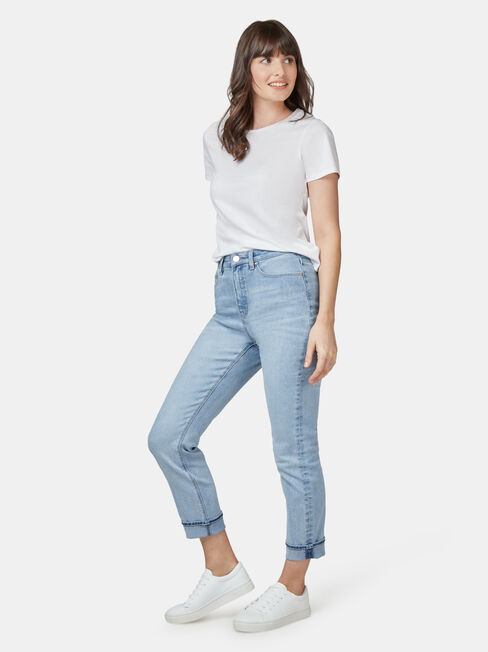 Brooke High Waisted Tapered Crop Faded Blue, Light Indigo, hi-res