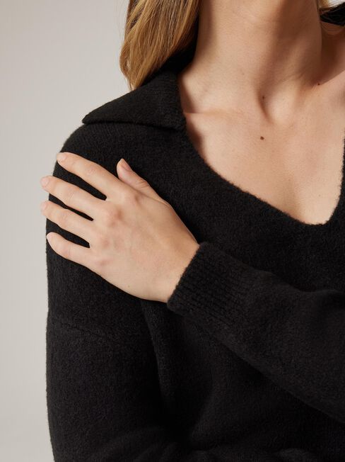 Chelsea Collared Knit, Black, hi-res