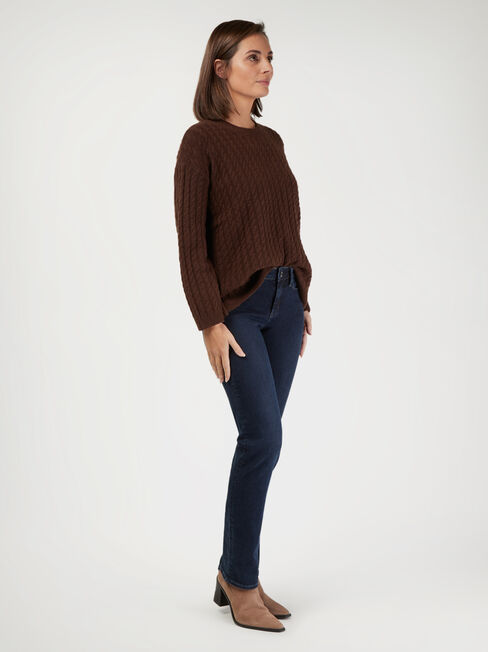 Milana Oversize Cable Knit, Brown, hi-res