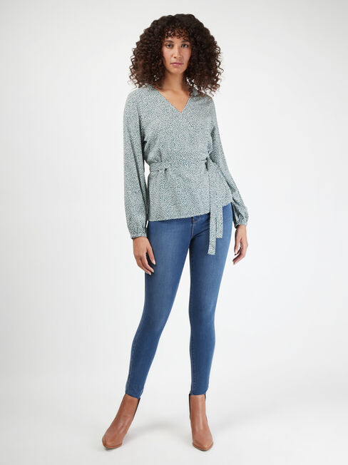 Valentino Cross Over Top, Green, hi-res
