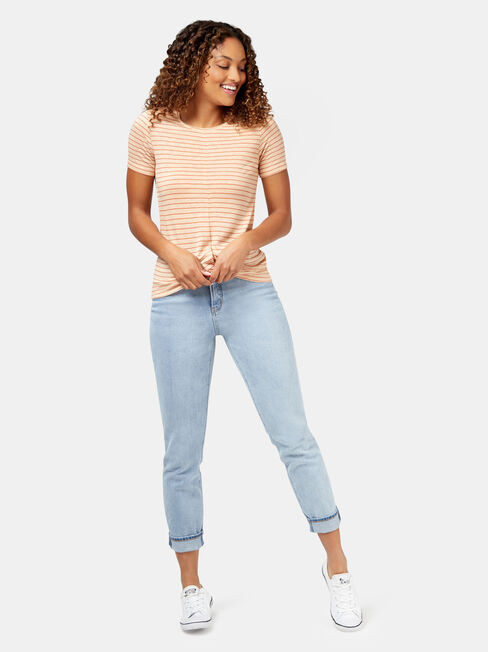 Nia Knot Front Tee, Red, hi-res