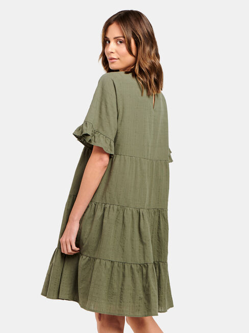 Julia Tiered Kaftan Dress, Green, hi-res