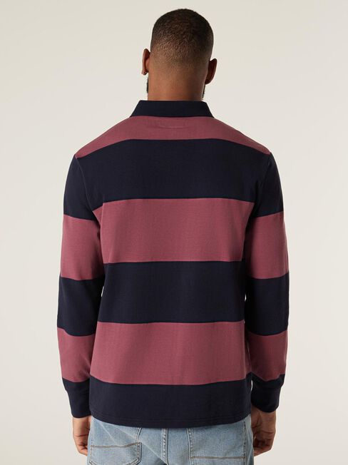 Henry Stripe Rugby Polo, Berry/Ink Multi, hi-res