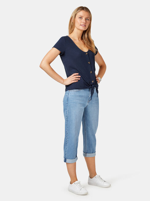 Vivienne Tie Front Top, Blue, hi-res