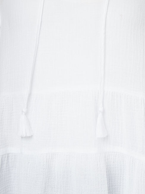 Cara Cheesecloth Tiered Top, White, hi-res
