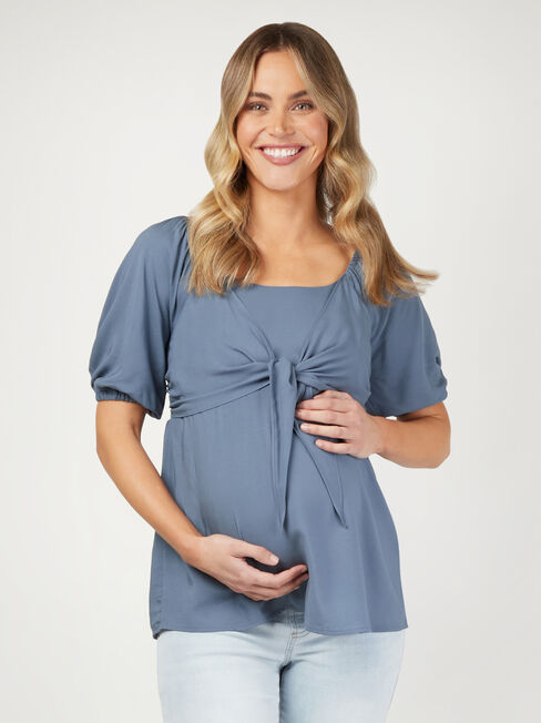 Charlie Maternity Tie Front Top