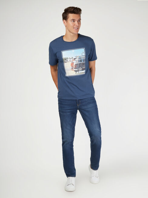 SS VW Surf Print Crew Tee, Blue, hi-res