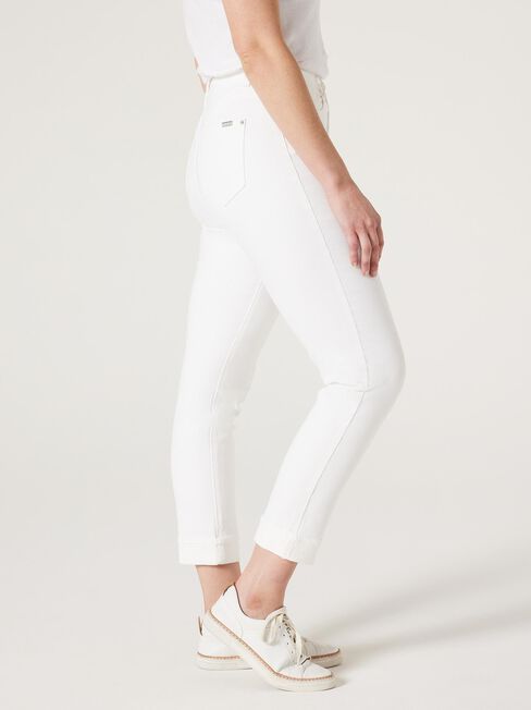 Brooke High Waisted Tapered Crop jeans, White, hi-res