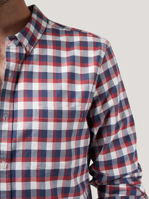 LS Corey Oxford Check Shirt, Blue, hi-res