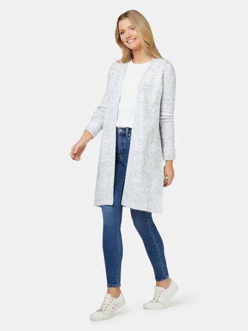 Cora Longline Cardigan, Grey, hi-res