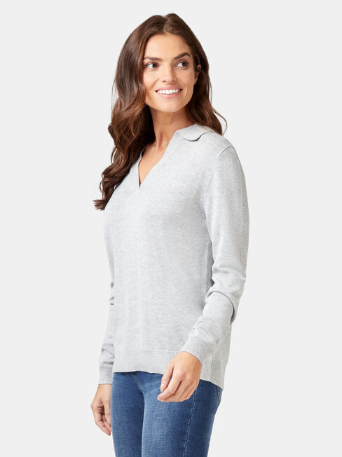Iris Collared Knit, Grey, hi-res