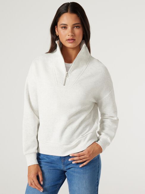 Varley Half Zip Soft Touch Pullover, White Navy Stripe, hi-res