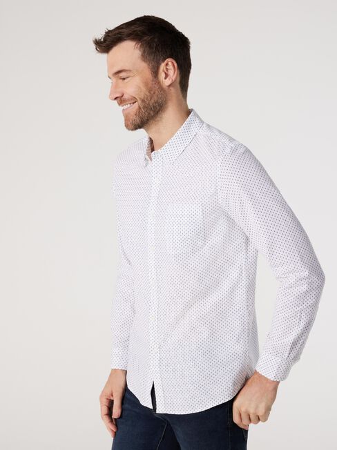 LS Marco Print Shirt, White, hi-res