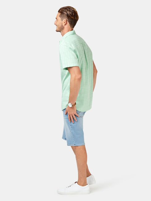 Leon Short Sleeve Textured Shirt, Green, hi-res