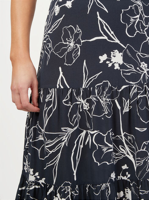 Sara Belted Tiered Skirt, Floral, hi-res