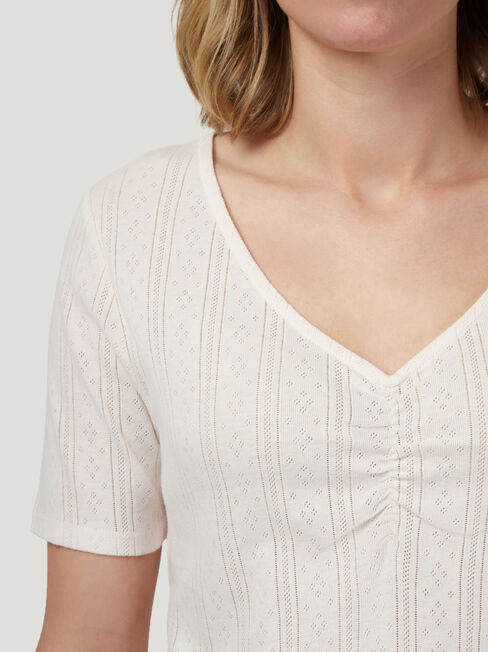 Siena Textured Tee, White, hi-res
