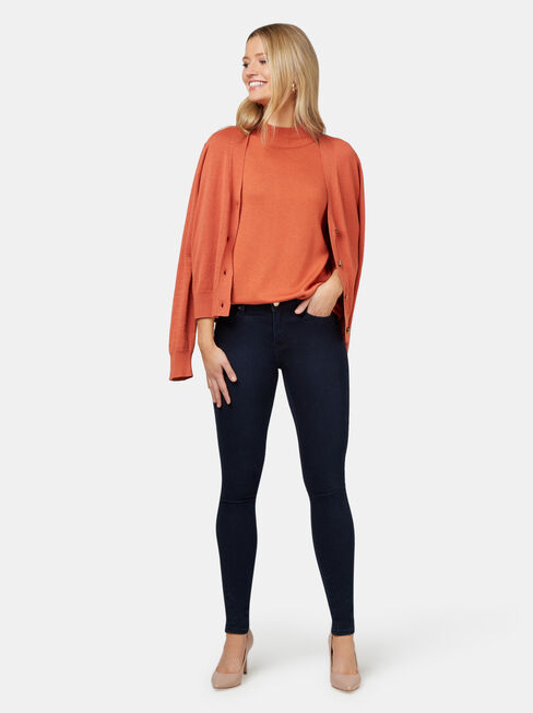 Kara Essential Funnel Neck Pullover, Orange, hi-res