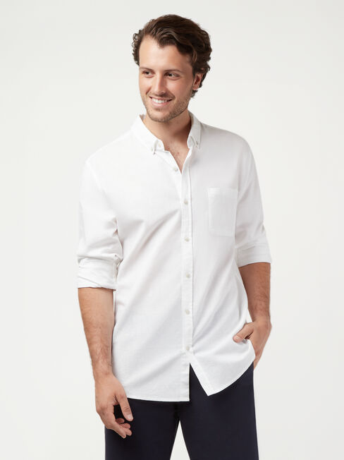 LS Brody Textured Shirt, White, hi-res