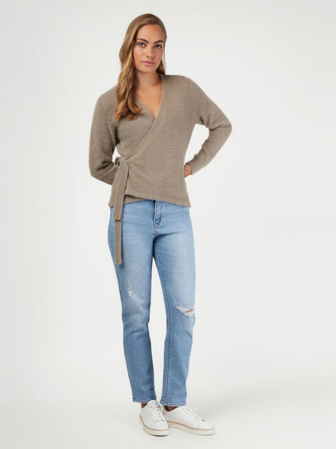 Ruby Wrap Knit, Brown, hi-res