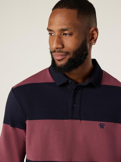 Henry Stripe Rugby Polo, Berry/Ink Multi, hi-res