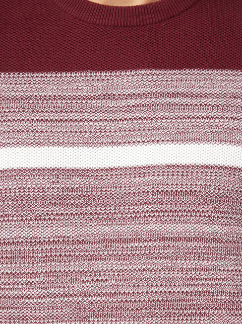 Grant Block Stripe Crew Knit, Red, hi-res