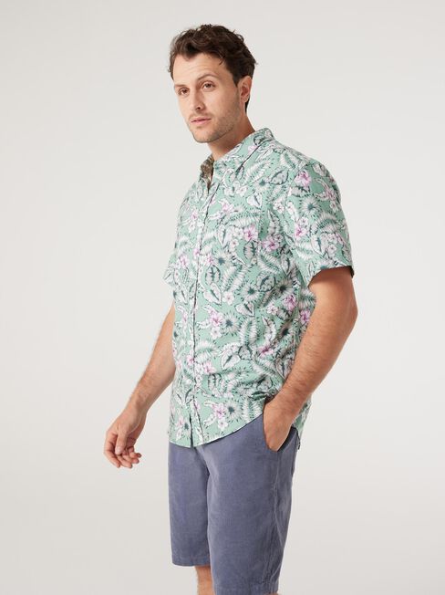 SS Mitchell Print Linen Shirt