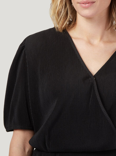 Julie Wrap Front Top, Black, hi-res