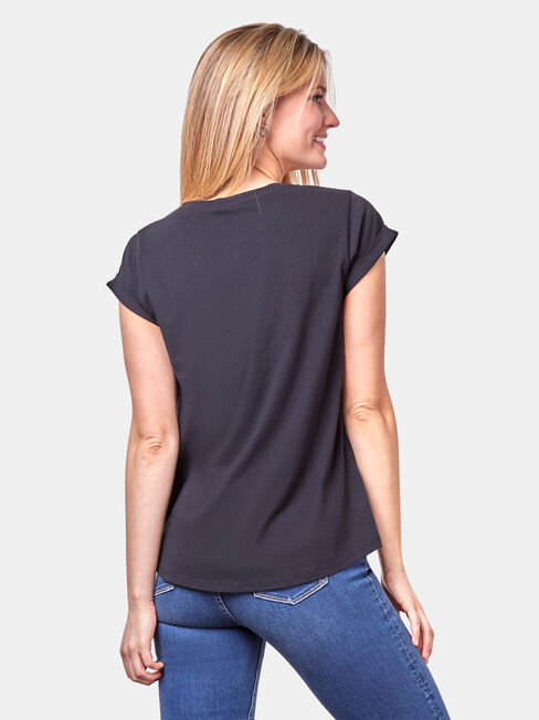 Essential Slub Pocket Tee, Black, hi-res