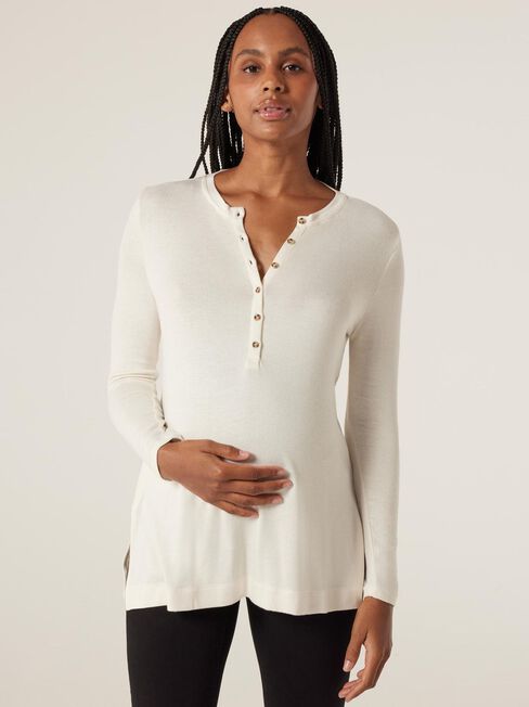 Mia Soft Touch Maternity Henley, Ivory, hi-res