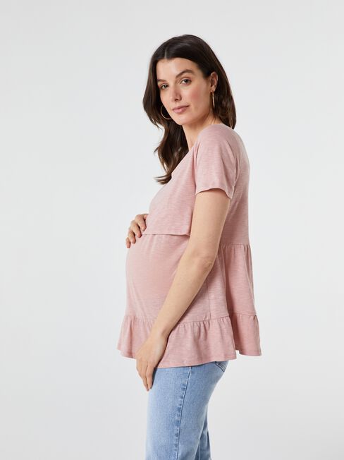 Millie Fitted Nursing Maternity Top, Pink, hi-res