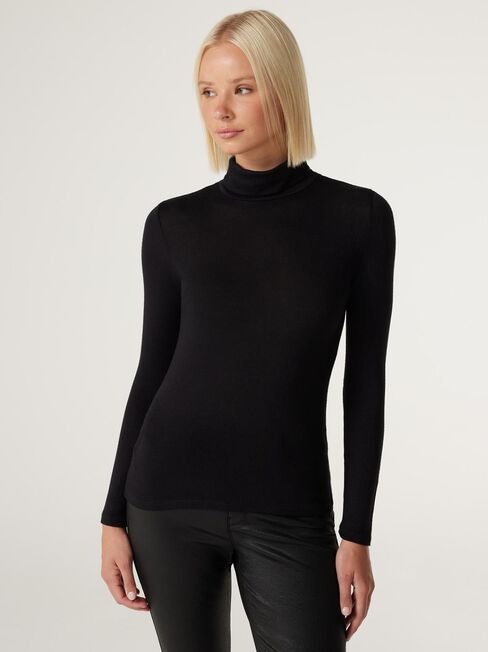 Sariah Soft Touch Turtleneck Pullover, Black, hi-res