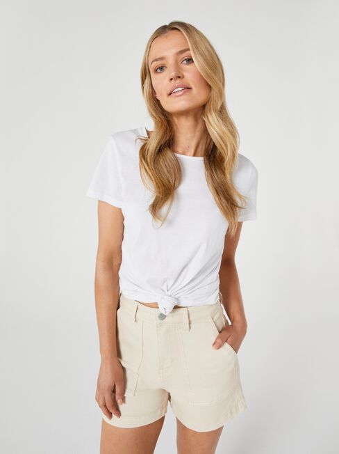 Olivia Utility Denim Short, White, hi-res